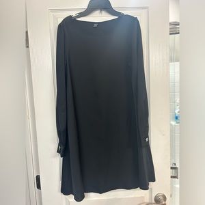 Size 4 SHEIN black satin dress with silver button accents